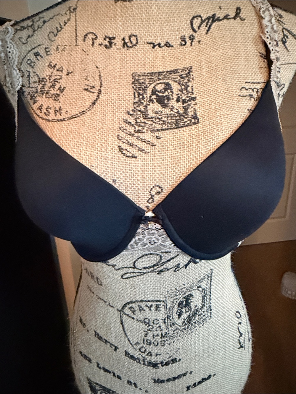 Soma Black Embraceable Demi Lace Trim Bra - 34DD